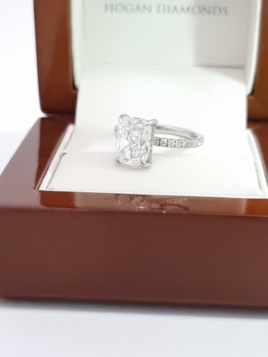 $12K Value – BIG, 3.51 Ct, D Colour Cushion Cut LG Diamond Engagement Ring