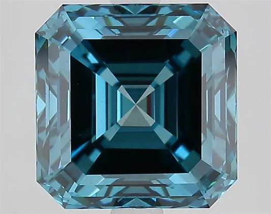 3.30ct Square emerald Lab Grown Diamond (Colour Fancy Vivid Blue, Clarity VS1, IGI Certified)