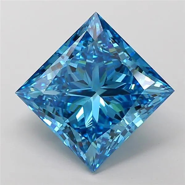 6.02ct Princess Lab Grown Diamond (Colour Fancy Vivid Blue, Clarity VS1, IGI Certified)