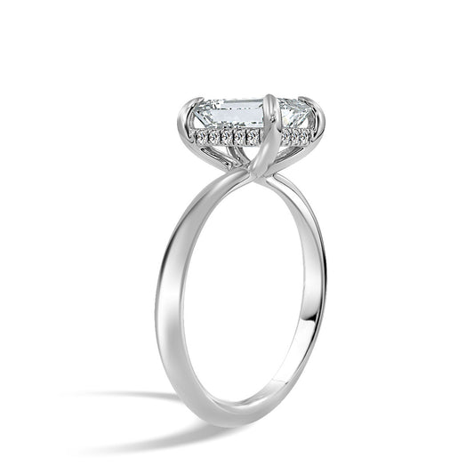 2.0 Carat Emerald Cut Diamond in Hidden Halo Setting