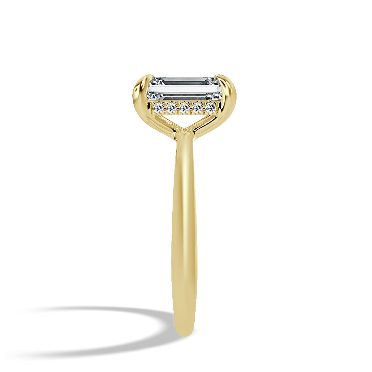 2.0 Carat Emerald Cut Diamond in Hidden Halo Setting