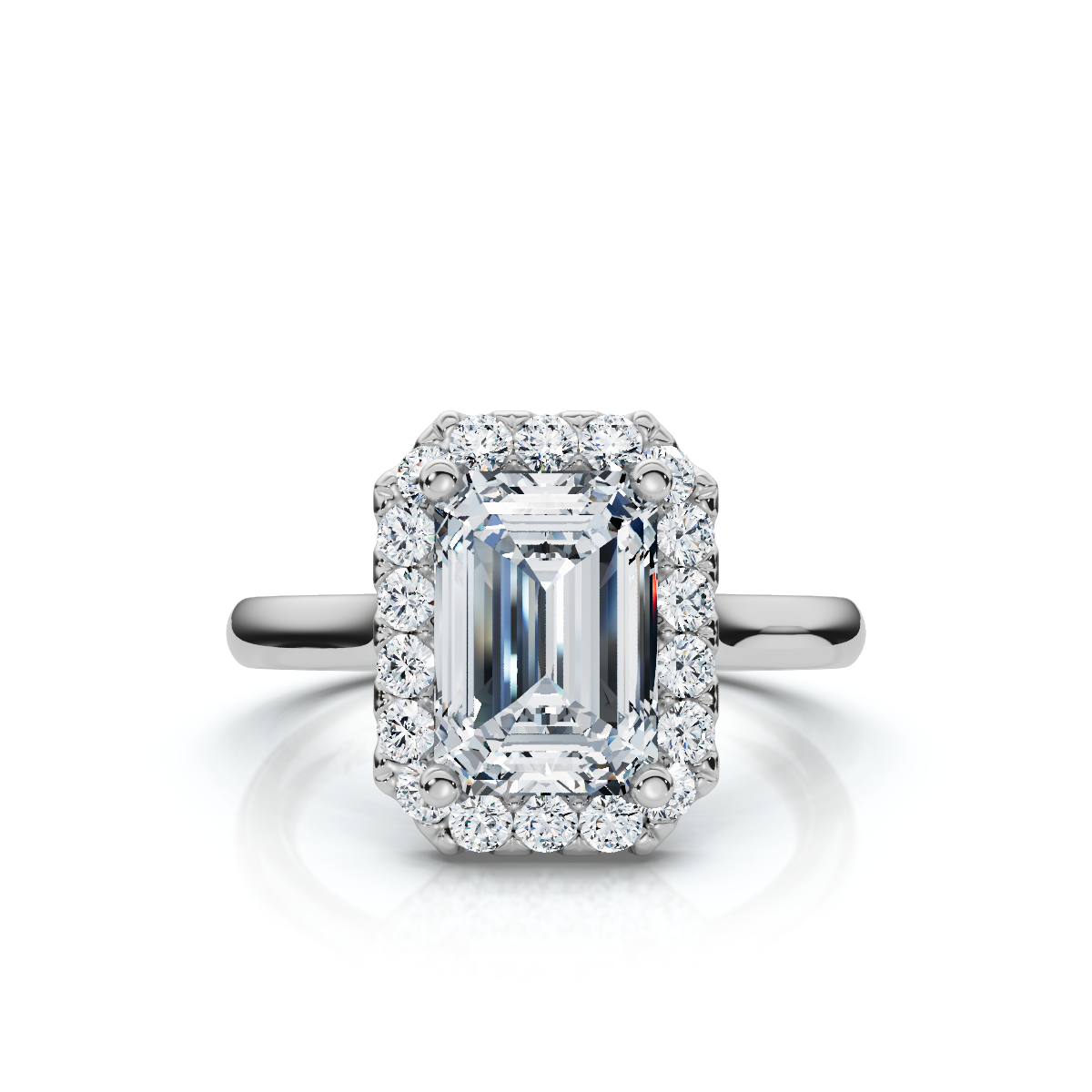 18K/Platinum Emerald Cut Halo