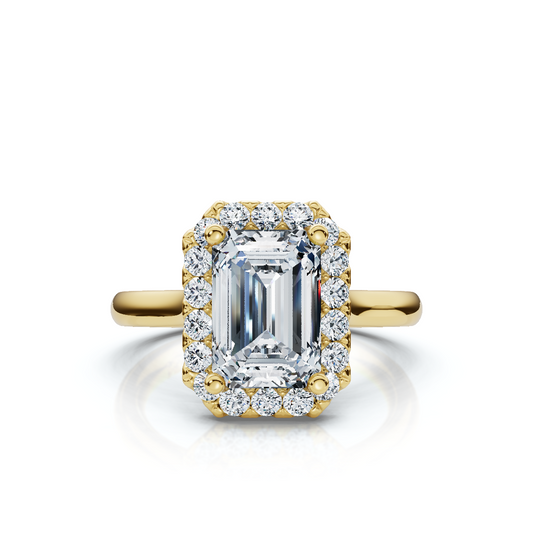 18K/Platinum Emerald Cut Halo