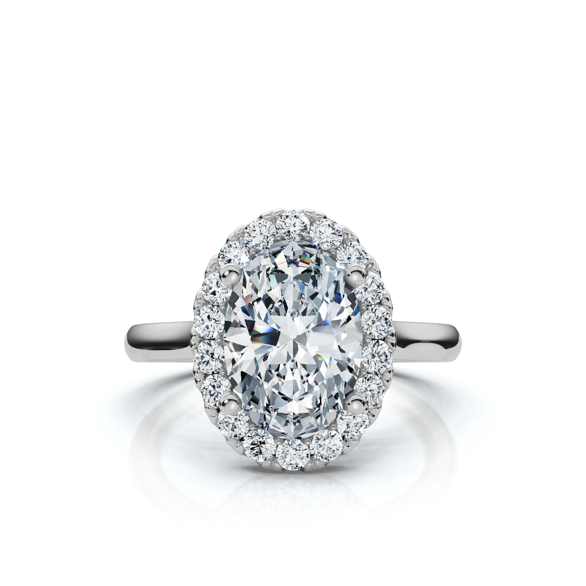 18K/Platinum Oval Cut Halo