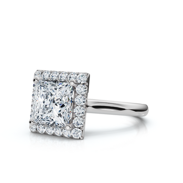 18K/Platinum Princess Cut Halo