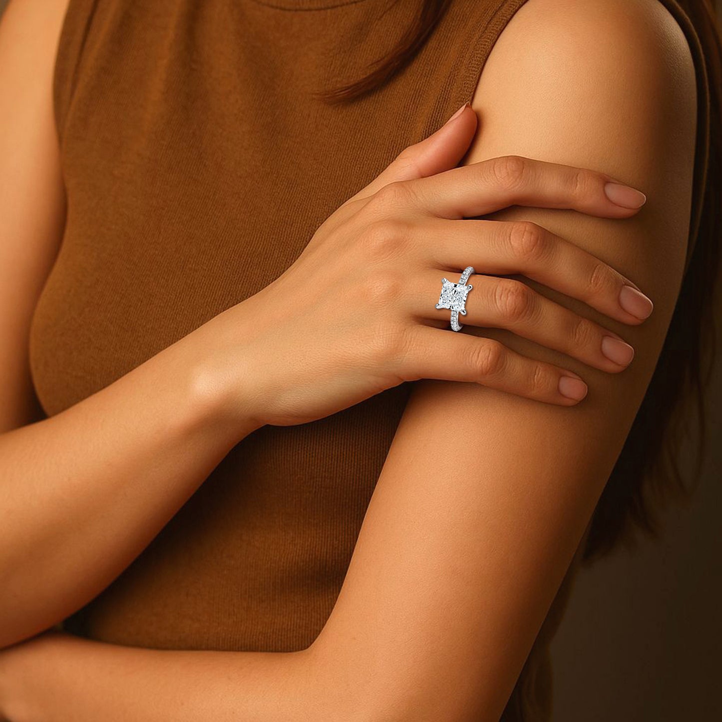 3.0 Carat Square Radiant Cut Diamond & Accents