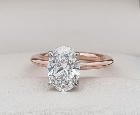 $50K+ Value! GIA Certified - 100% NATURAL 2.02 Carat Oval Cut Diamond Ring. E Colour!