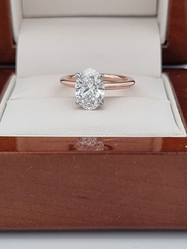 $50K+ Value! GIA Certified - 100% NATURAL 2.02 Carat Oval Cut Diamond Ring. E Colour!