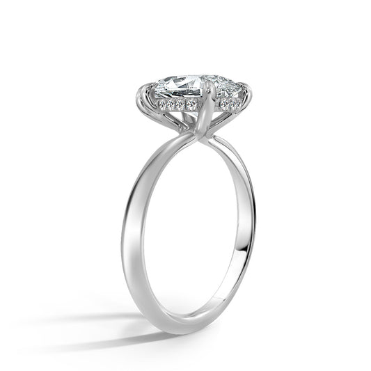 2.0 Carat Pear Cut Diamond in Hidden Halo Setting