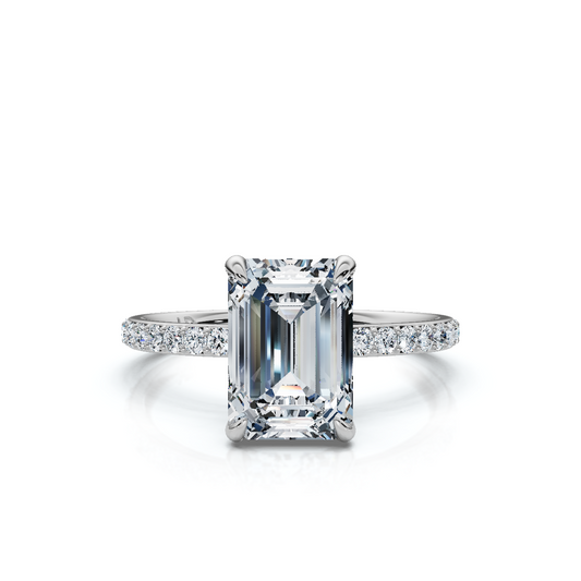 18K/Platinum Emerald Cut Accented "Petite"