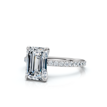 18K/Platinum Emerald Cut Accented "Petite"