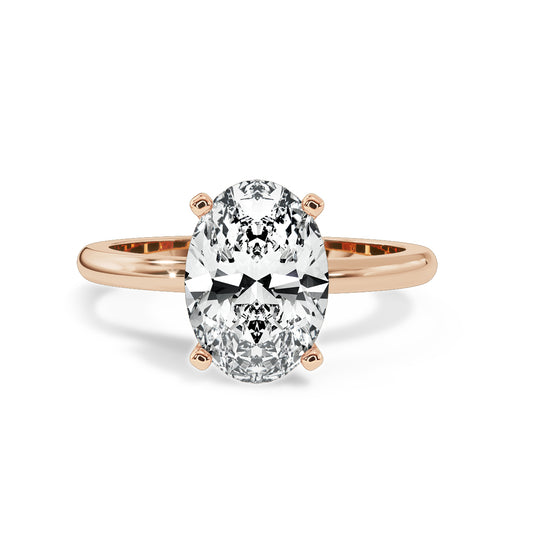 2.00 Carat Oval Cut Diamond in Half Round Solitaire Setting