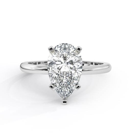 2.00 Carat Pear Cut Diamond in Half Round Solitaire Setting