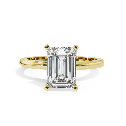2.00 Carat Emerald Cut Diamond in Half Round Solitaire Setting