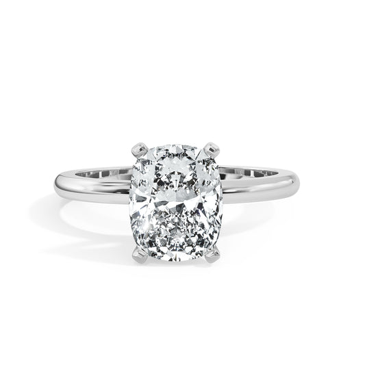 2.00 Carat Cushion Cut Diamond in Half Round Solitaire Setting