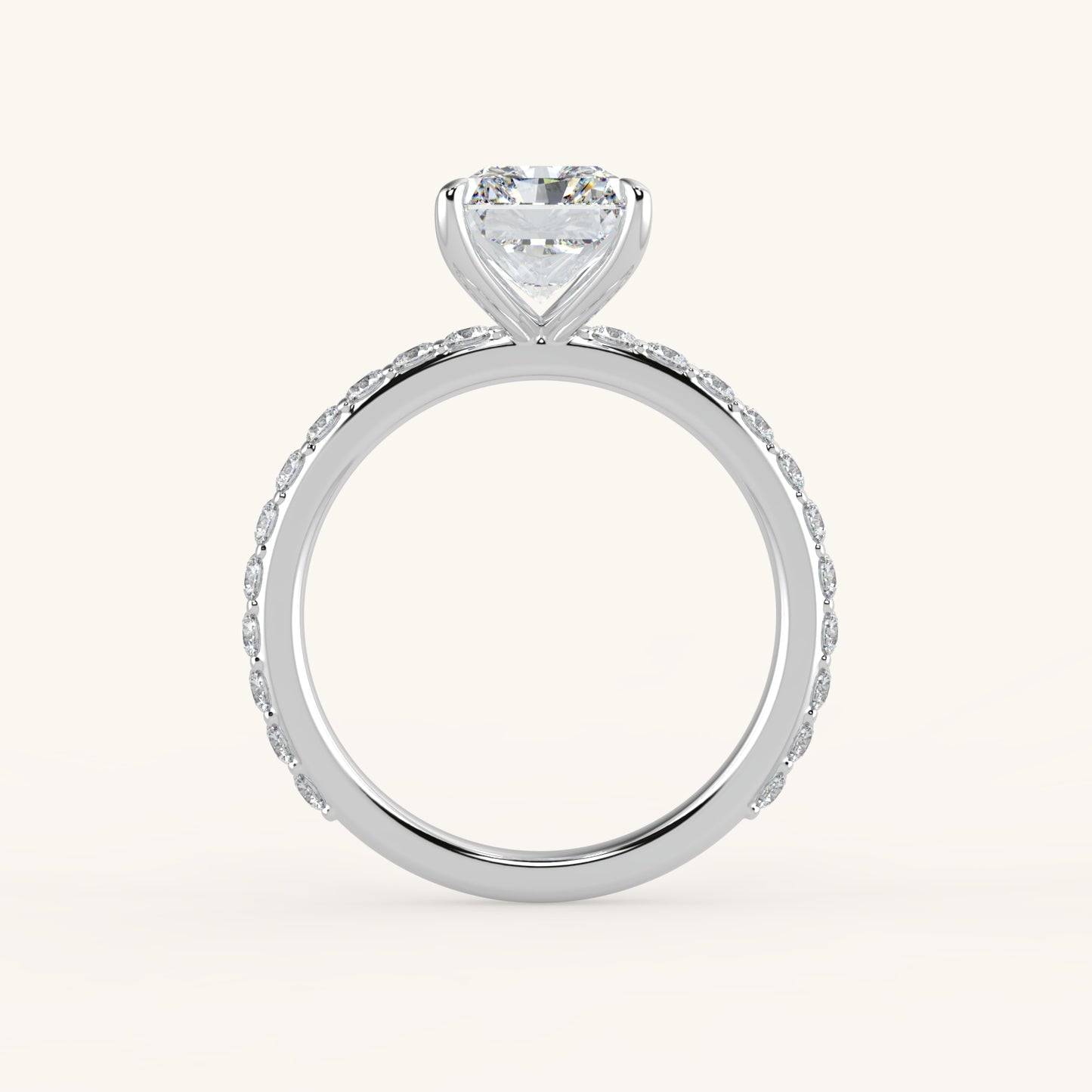 3.5 Carat Radiant Cut Diamond & Accented Solitaire