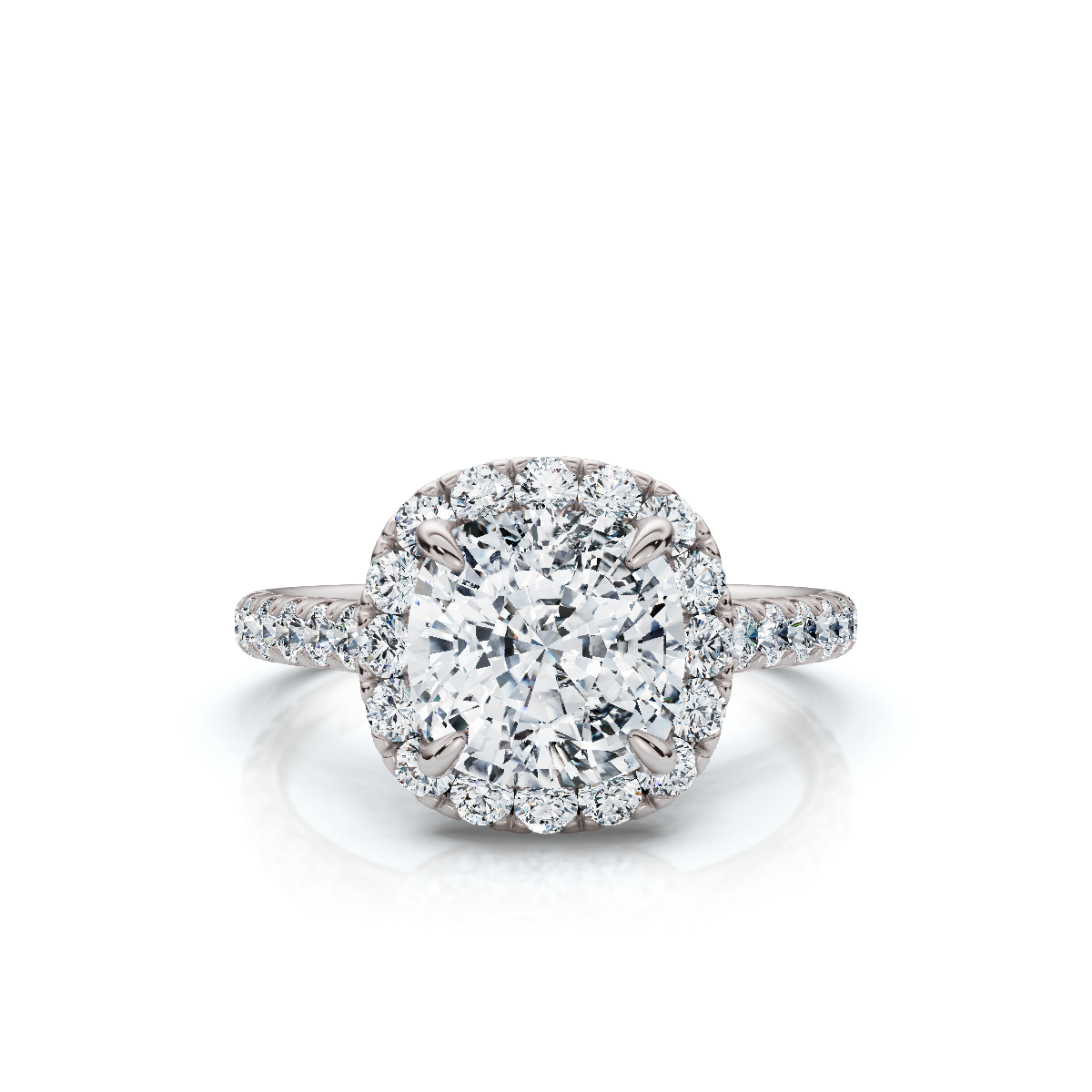 18K/Platinum Cushion Cut Accents & Halo