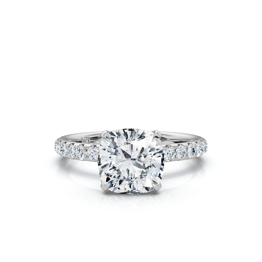 18K/Platinum Cushion Cut Accented