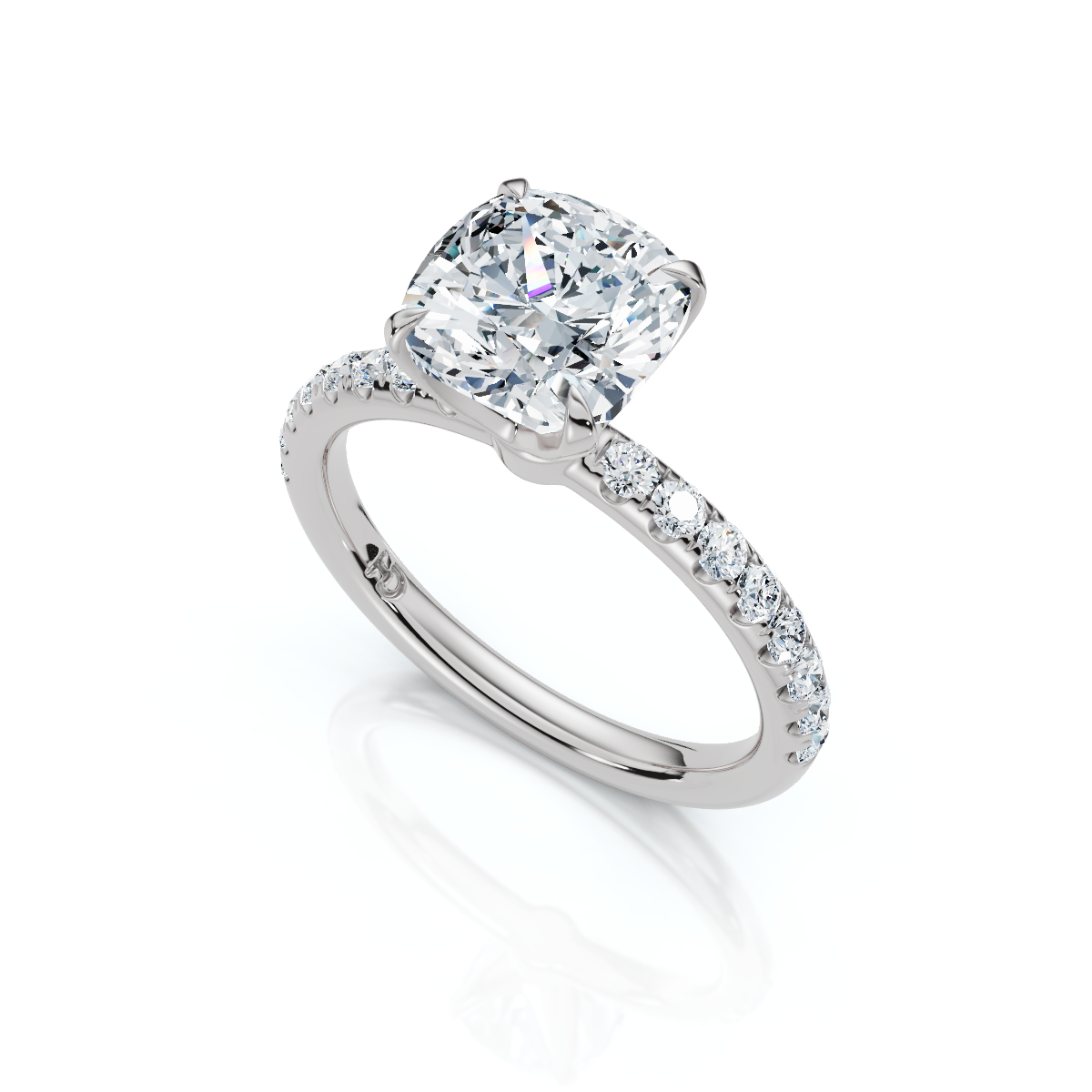 18K/Platinum Cushion Cut Accented