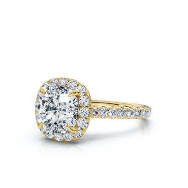18K/Platinum Cushion Cut Accents & Halo