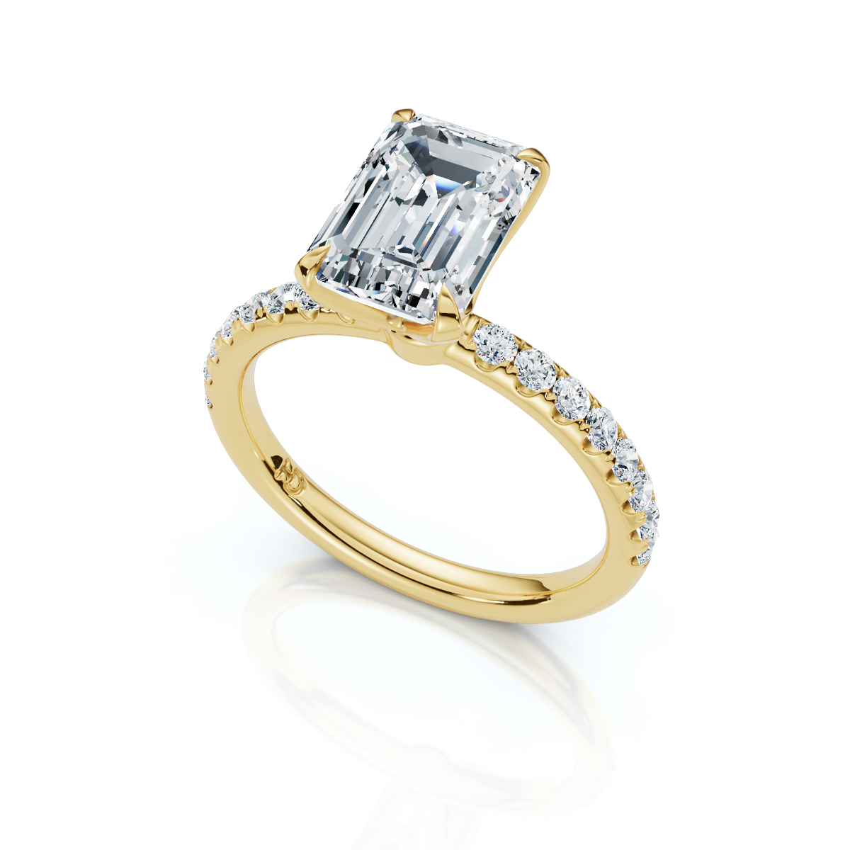 18K/Platinum Emerald Cut Accented