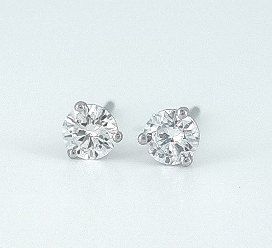 Exceptional Diamond Stud Earrings in 14K White Gold. Lab Grown!