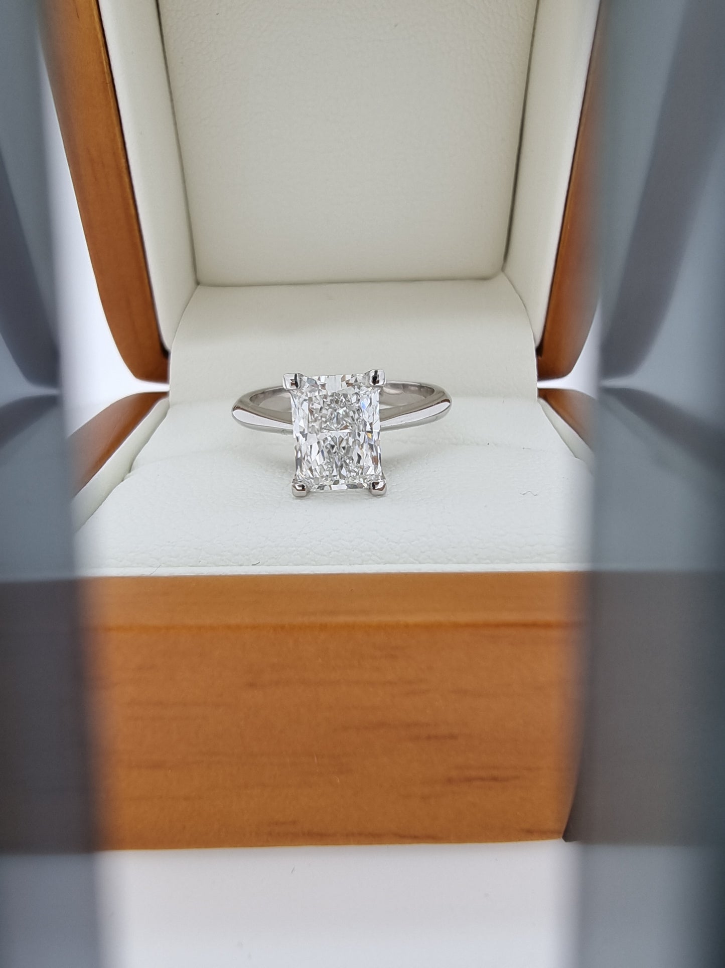 BIG 2.01 Carat Radiant Cut Diamond Engagement Ring in White Gold!