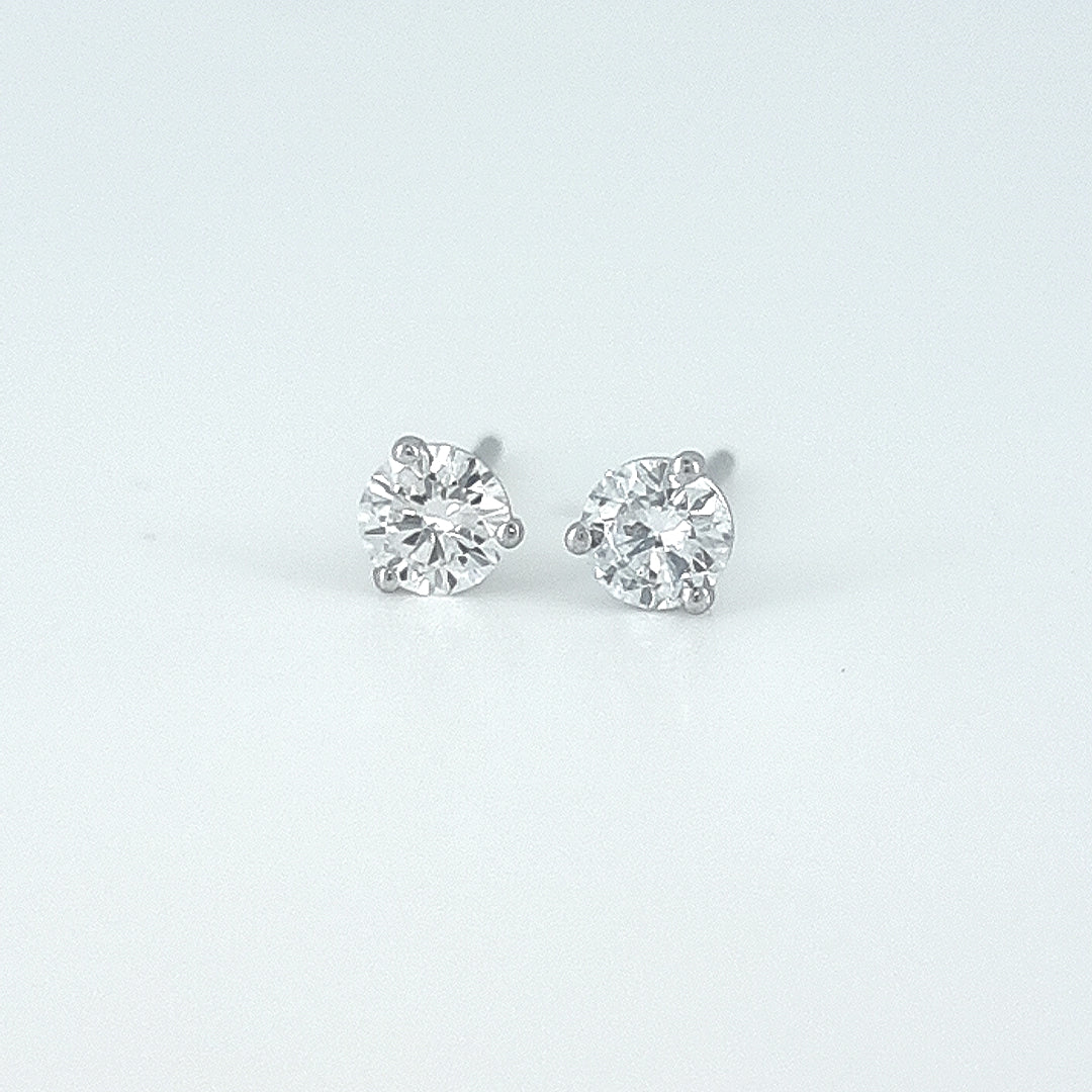 Exceptional Diamond Stud Earrings in 14K White Gold. Lab Grown!
