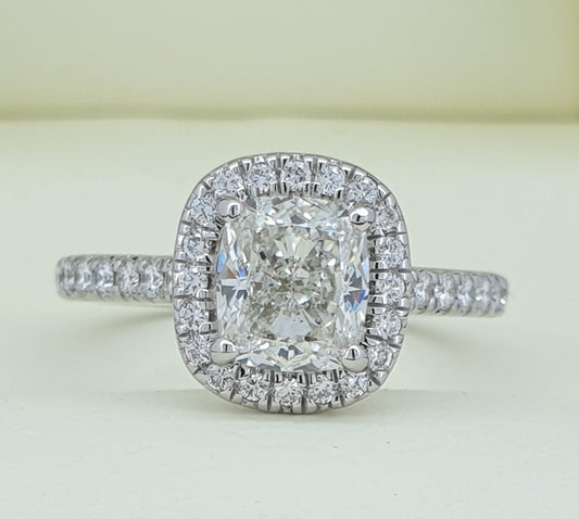 Stunning Cushion Cut Halo Ring - Over 1.5 Carats!