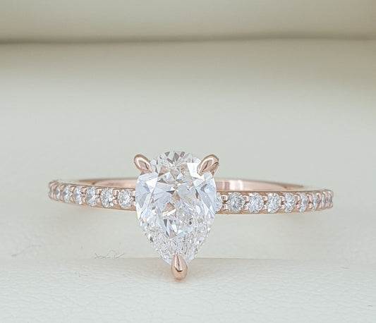 Stunning GIA Pear Cut in Rose Gold - Brand New!