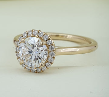 GIA 1 Carat Centre Diamond in Elegant Halo Design Setting