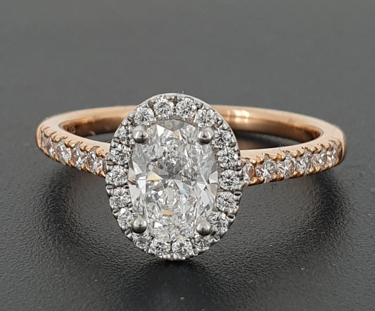 Stunning GIA "D" Colour 1.3 Carat Oval Cut Halo Design Ring