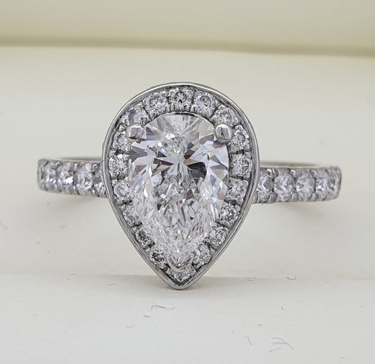 1.5 Carat Pear Shape Diamond Halo - Stunnung!