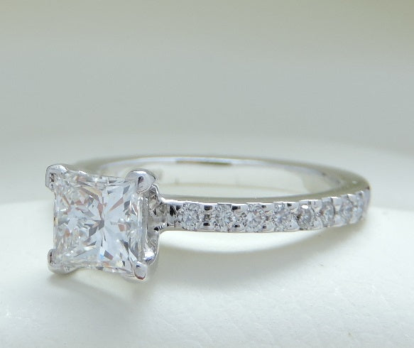 GIA 1.25 Carat Princess Cut Diamond Engagement Ring - Stunning!