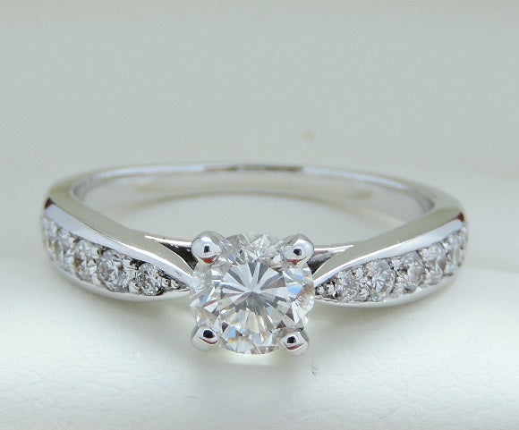 GIA I VVS2 0.77 Carat Solitaire with Side Diamonds
