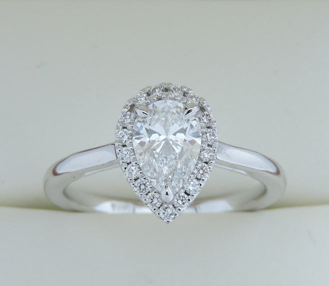 Magnificent GIA Certified Pair Cut Halo Style Diamond Ring - Huge Interest - Brand New!