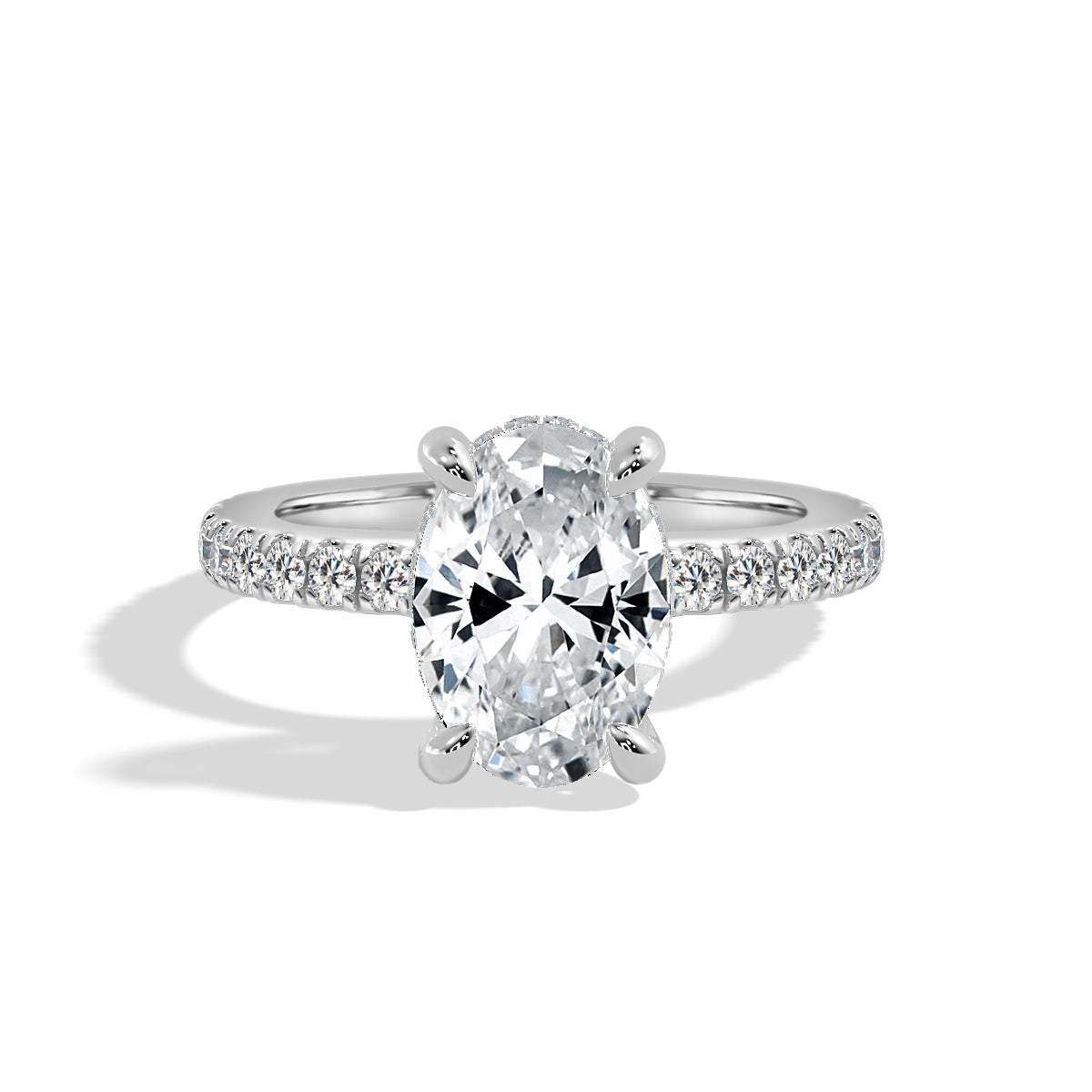 2.5 Carat Oval Cut Diamond in Hidden Halo & Accents Setting