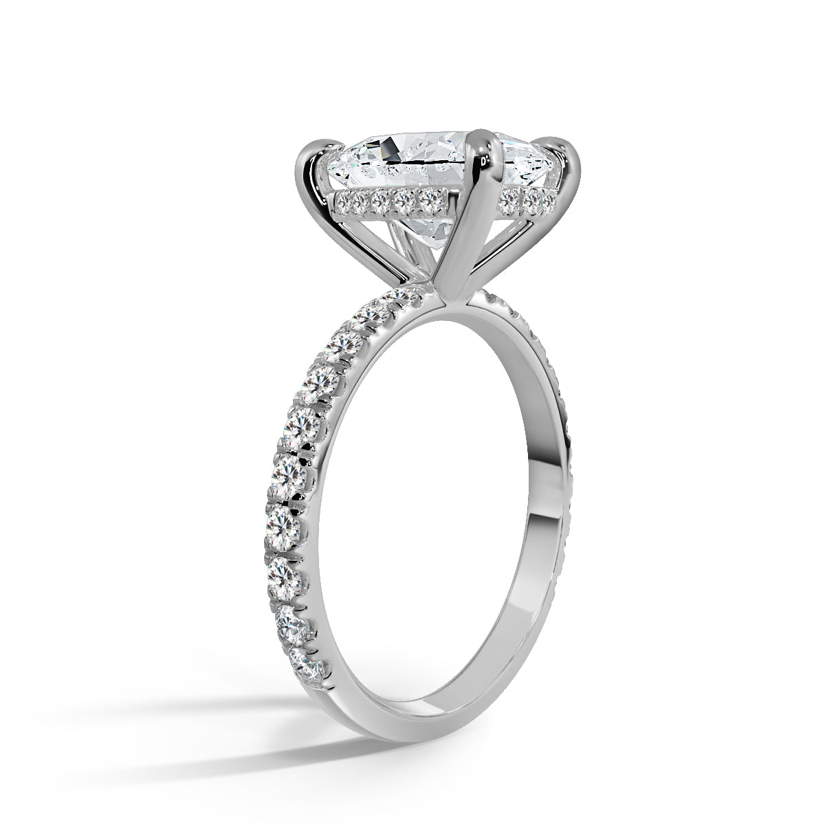 2.5 Carat Oval Cut Diamond in Hidden Halo & Accents Setting