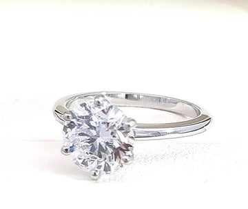 2.55 Carat Round Cut Lab Diamond Engagement Ring - E/VS1 Ideal Cut!