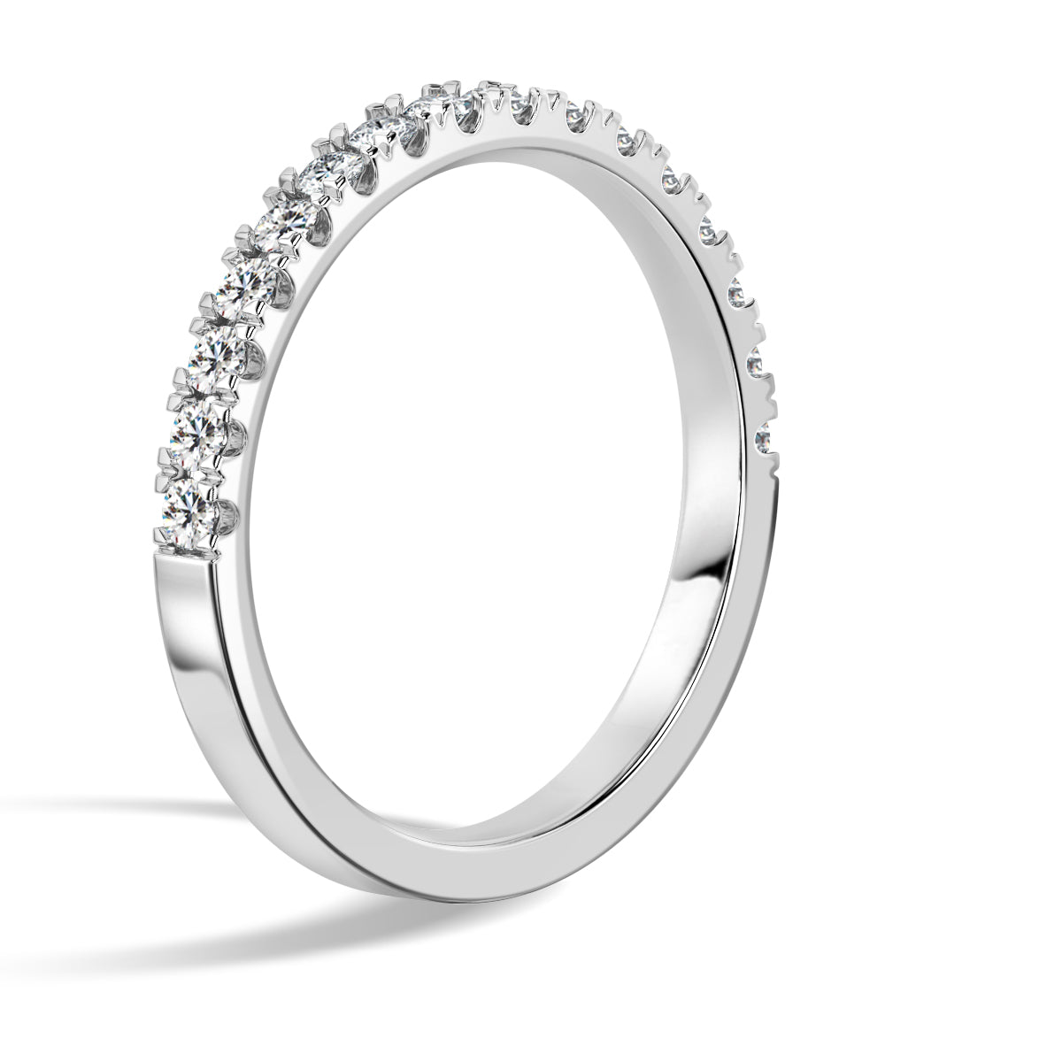 Half Round Wedding Ring with 2.2mm Accents