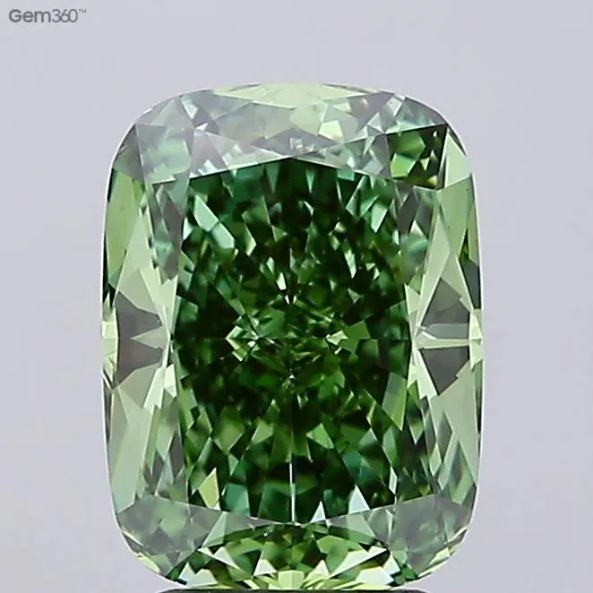 2.97ct Cushion modified Lab Grown Diamond (Colour Fancy Vivid Green, Clarity VS1, IGI Certified)