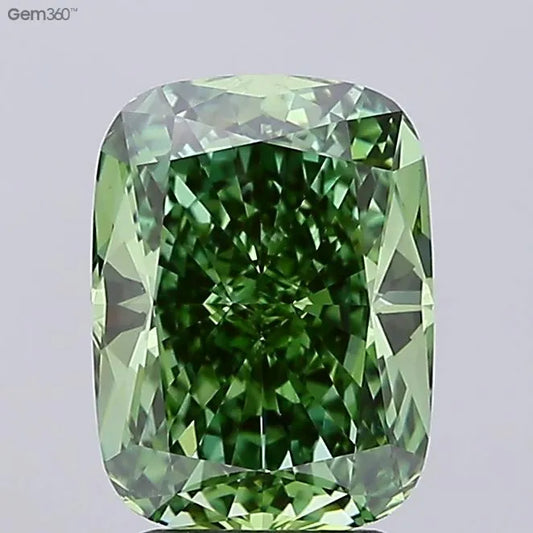 2.97ct Cushion modified Lab Grown Diamond (Colour Fancy Vivid Green, Clarity VS1, IGI Certified)