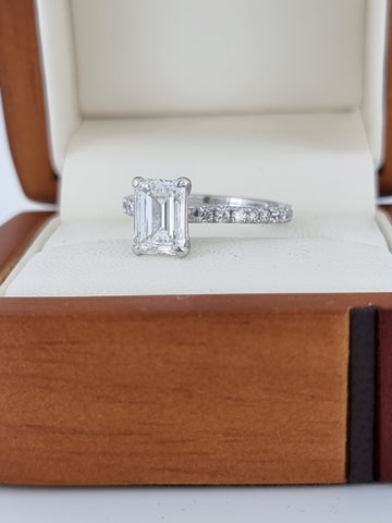 Stunning 2.57 Carat Emerald Cut Diamond Engagement Ring - Lab Grown!