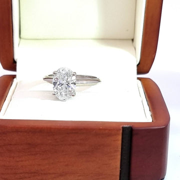 $8.2K - 2.21 Carat, Oval Cut, LG Diamond Engagement Ring - Stunning Hidden Halo