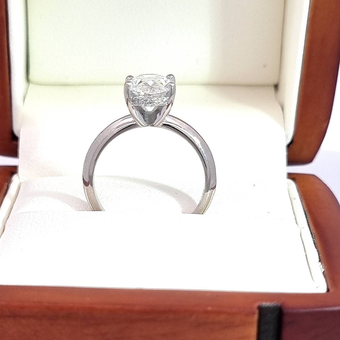 $8.2K - 2.21 Carat, Oval Cut, LG Diamond Engagement Ring - Stunning Hidden Halo