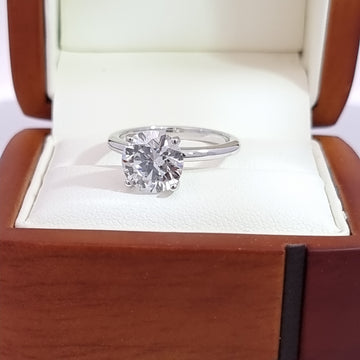 2.74 Carat Round Cut, LG Diamond Engagement Ring - Ideal Cut (Size M1/2)