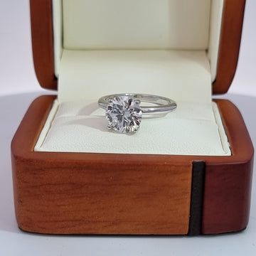 2.74 Carat Round Cut, LG Diamond Engagement Ring - Ideal Cut (Size M1/2)