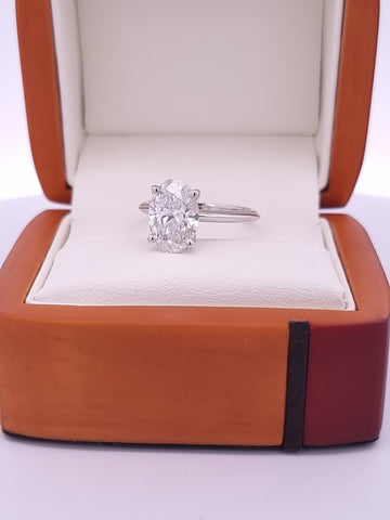 2.61 Carat Oval Cut, LG Diamond Engagement Ring - 18K Knife Edge Setting