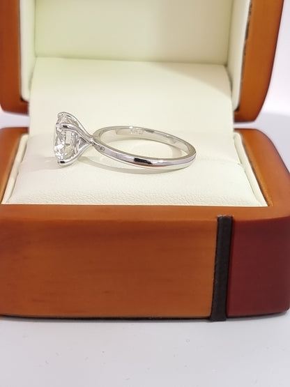 Huge 3 Carat, 'IDEAL' Cut Diamond Engagement Ring - Solid Platinum Setting
