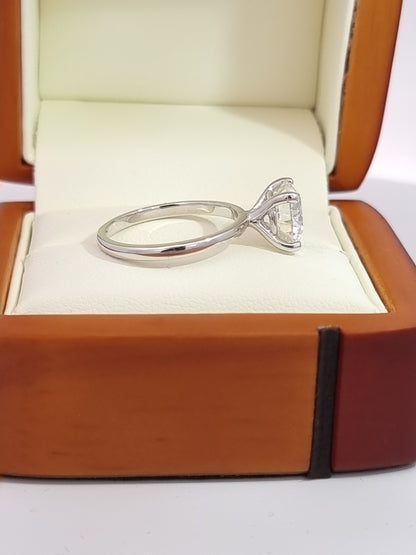 Huge 3 Carat, 'IDEAL' Cut Diamond Engagement Ring - Solid Platinum Setting